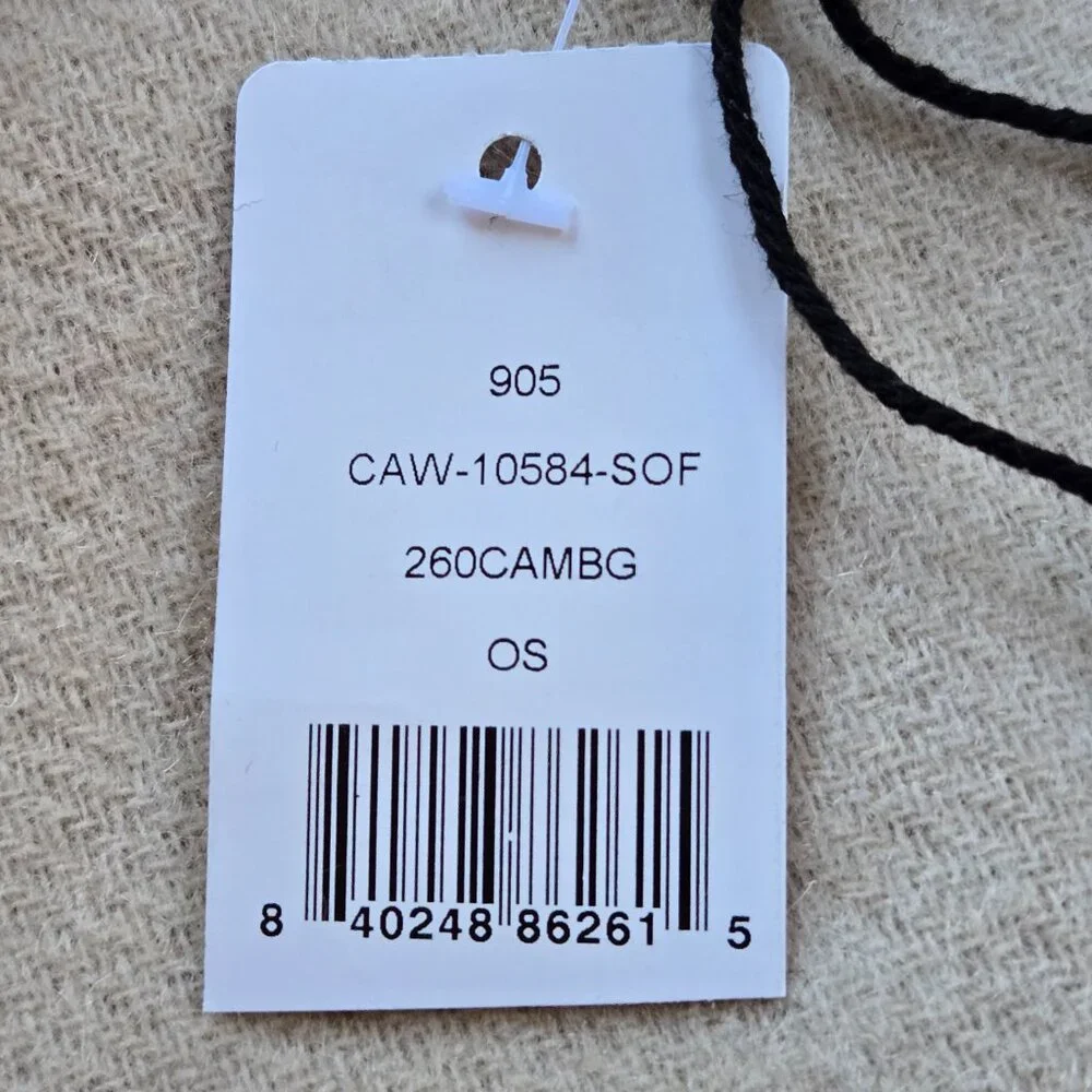 NWT Saks Reversible Merino Wool Wrap Tan & Ivory